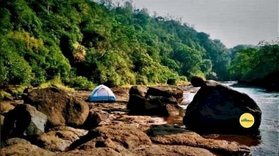camping on top of surala falls